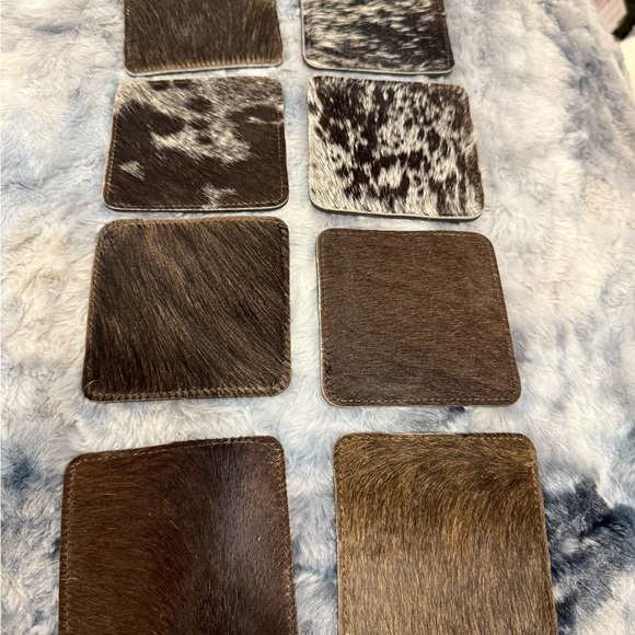 Cowhide Coaster Set of 8pcs Natural Cowhide multipurpose  Hair On Square 4x4 - Picture 2 of 3